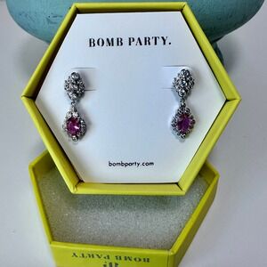 Bomb‎ Party RBP339 Direction Of You Pink Tourmaline Dangle Drop Earrings